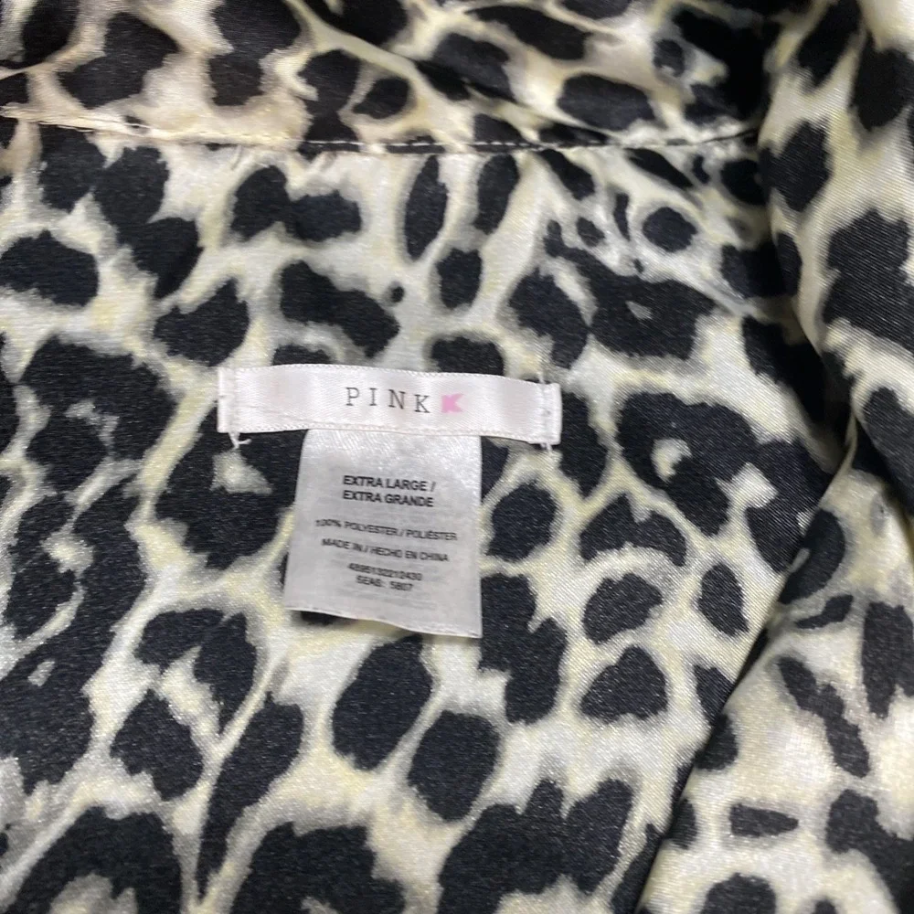 Victoria's Secret Leopard Satin Pajama Set Womens XL Top Pants Animal Print